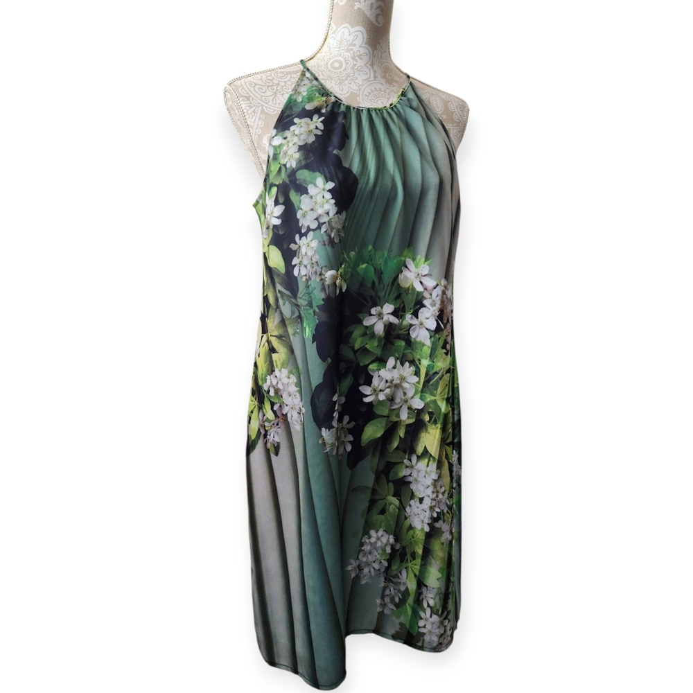 Ana A New Approach Sundress Green Floral Fairycore Sleeveless Casual Size 8